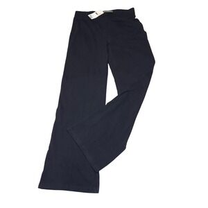 NWT Hue Studio Womens Black Cotton Flare Leggings Wide Leg Pants Large